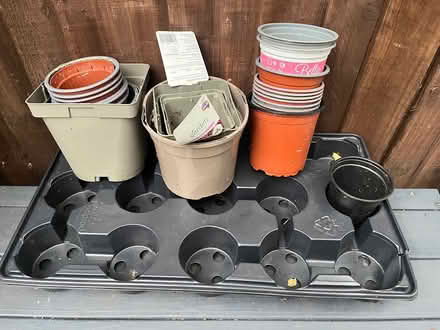 Photo of free Plastic plant pots and trays (Colliers Wood SW19) #1