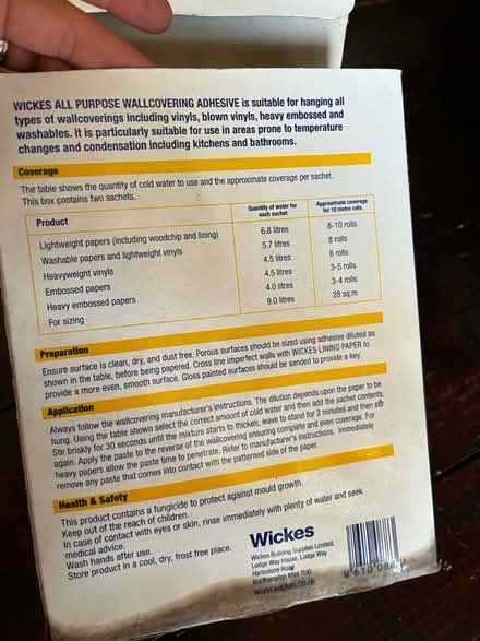 Photo of free wallpaper adhesive left over (Horsell) #2