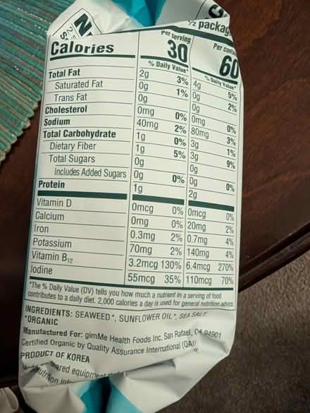 Photo of free Roasted seaweed snacks (Ashland) #2