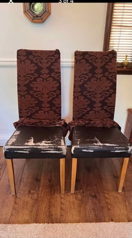 Photo of free Two dining room chairs and four covers (Cefn Mawr LL14) #2