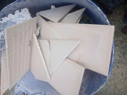 Photo of free Lots of porcelain pink tile offcuts (Borehamwood WD6) #1