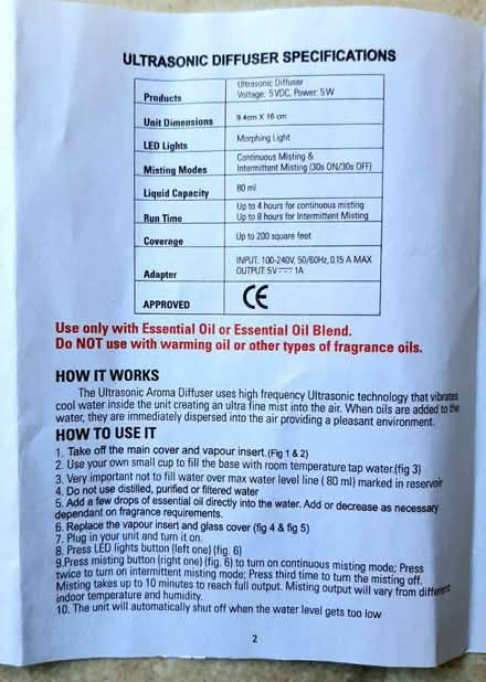 Photo of free LED Ultrasonic Diffuser (Bristol, BS7) #4