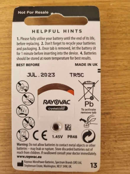 Photo of free Hearing aid batteries (Cogges OX28) #2