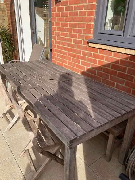 Photo of free Wooden garden table 2 chairs and a bench (Cutteslowe OX2) #3