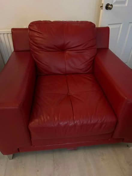 Photo of free Red leather 4 piece suite (Moulton) #4