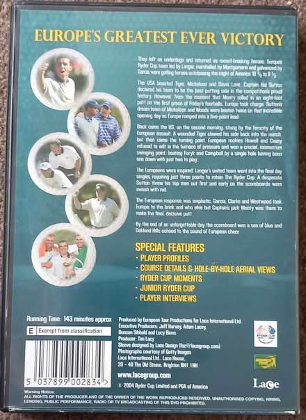 Photo of free The 35th Ryder Cup Golf DVD (Erith DA8) #2