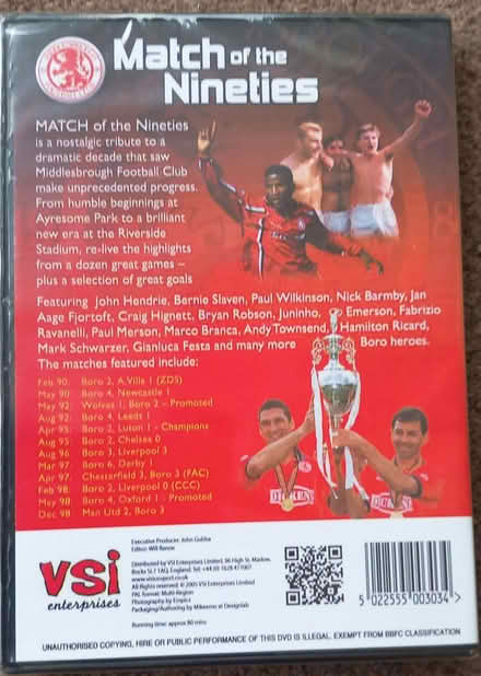 Photo of free Match of the Nineties DVD Middlesbrough FC - NEW- ERITH, DA8 (Erith DA8) #2