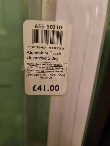 Photo of free 5m long plastic curtain rail unused. (New Hinksey OX1) #1