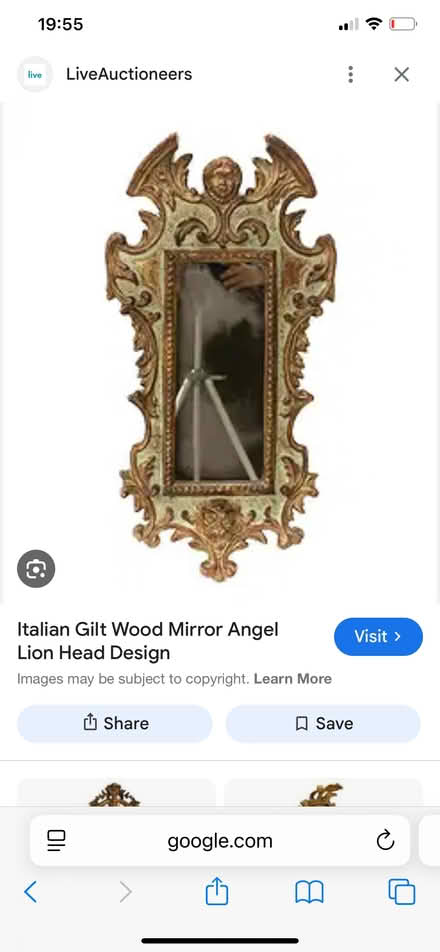 Photo of Angel and lion antique Florentine Mirror (Jericho OX1) #1