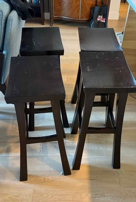 Photo of free 4 wood bar stools (Johnson St Downtown) #1