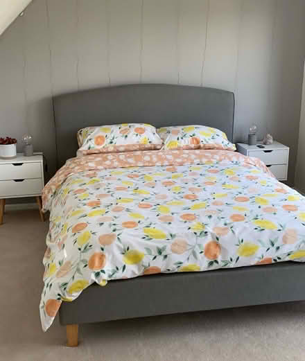 Photo of free King grey upholstered bed (Hove, Lansdowne Place, BN3) #1