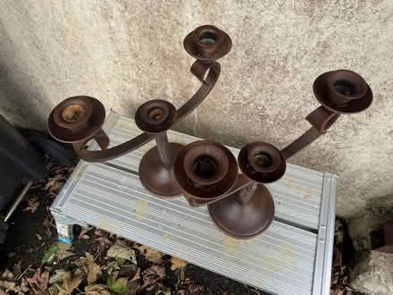 Photo of free PAIR of iron candlesticks (South Nutfield RH1) #3