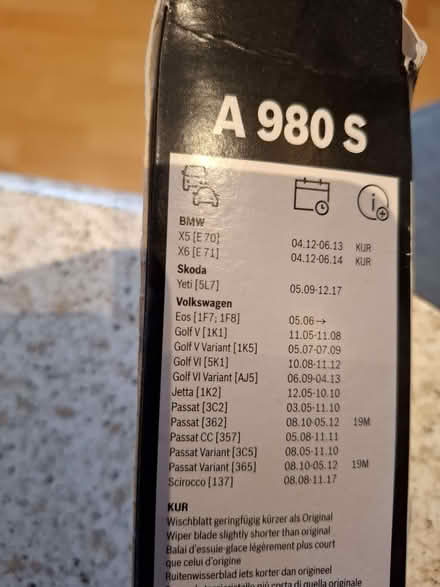 Photo of free Windscreen wipers VW, BMW (Cosham PO6) #2