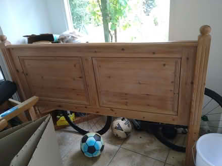 Photo of free king size pine head board in good condition (Letchworth SG6) #1