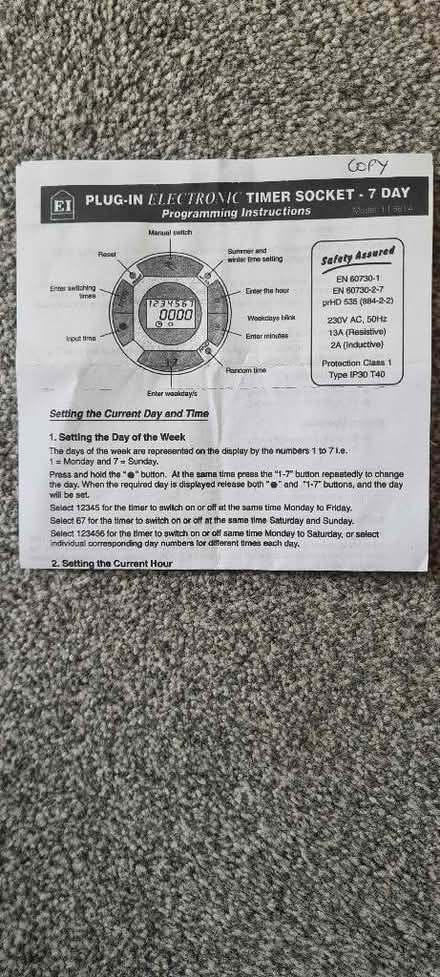 Photo of free Digital 7 day plug-in timer (Beckenham BR3) #3