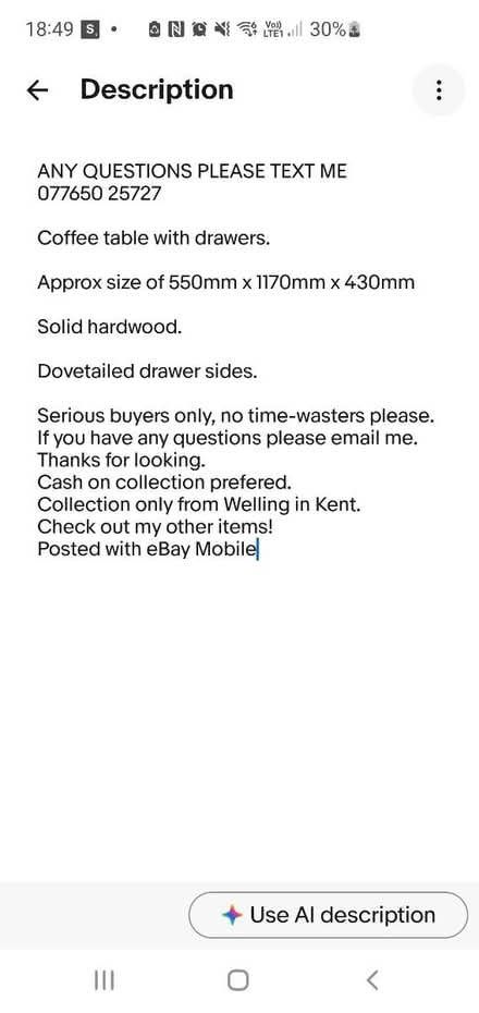 Photo of free Coffee table (Welling DA16) #4