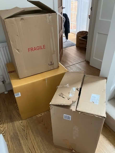 Photo of free 3 large sturdy cardboard boxes (New Malden KT3) #1