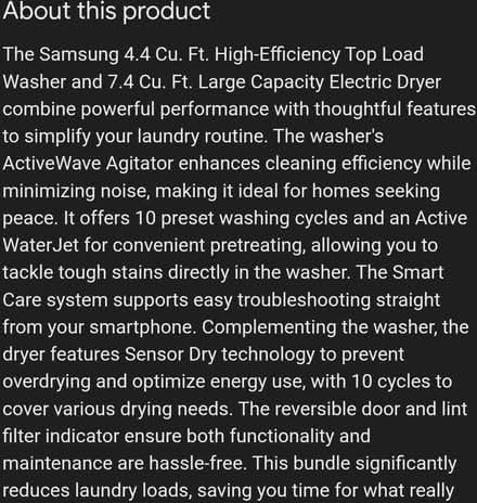 Photo of Samsung washer and dryer (35th Street GALVESTON Texas) #2