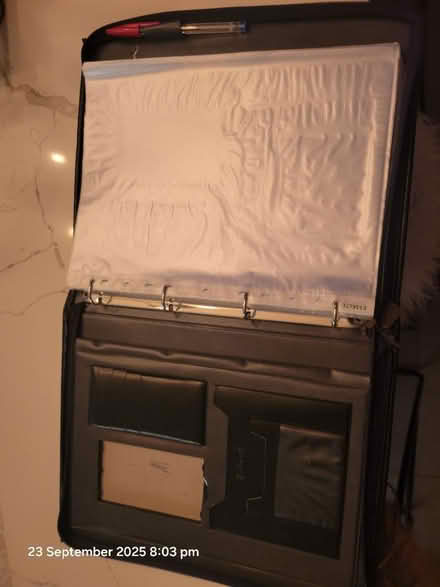 Photo of free Leather binder with plastic inserts (ST7 4L, Mow Cop) #2