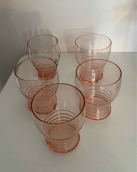 Photo of free Five pink art deco tumblers (N11 Bounds Green) #1