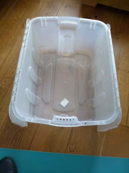 Photo of free 1 used plastic stackable storage box with hinged lid (Chiswell Green AL2) #2