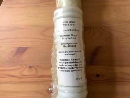 Photo of free White wooden curtain pole (White City W10) #2