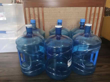 Photo of free (6) 5-gallon water bottles (Lithonia) #1