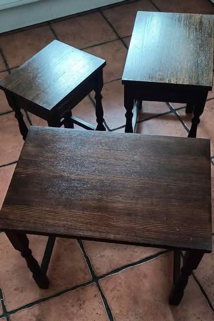 Photo of free Dark wood nest of 3 tables (Woodside TF7) #2