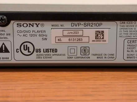 Photo of free Sony DVP-SR210p DVD/CD Player (Cambridge, Inman Sq.) #2