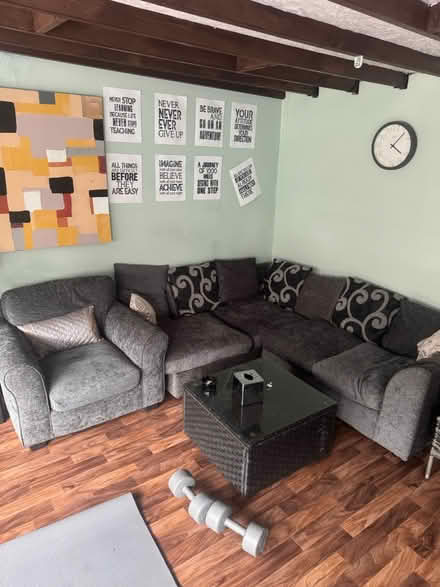 Photo of free Black and grey corner sofa (Seaforth) #3