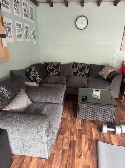 Photo of free Black and grey corner sofa (Seaforth) #4