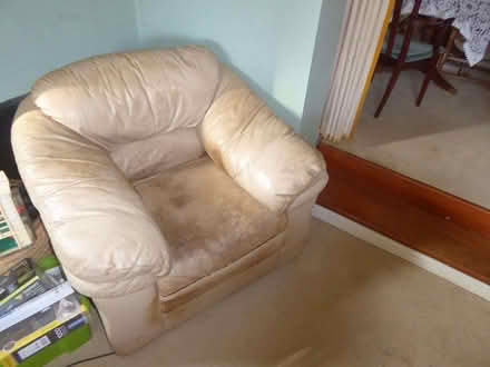 Photo of free Large cream leather armchair (IP12) #2