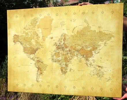 Photo of free Vintage World Map Canvas Print Large Picture Retro Wall Art (Cullercoats NE30) #1