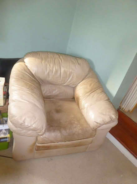 Photo of free Large cream leather armchair (IP12) #1