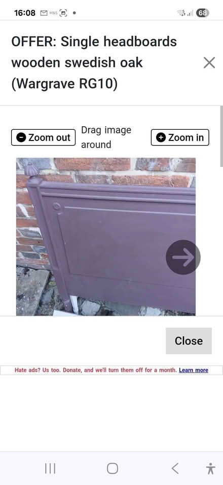 Photo of free Single wooden headboards from sweden (Wargrave RG10) #2