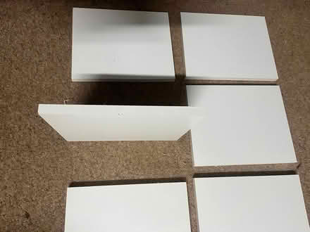 Photo of free 6 White laminate shelves 25cm x20cm (Collect B93 Knowle) (Knowle B93) #1