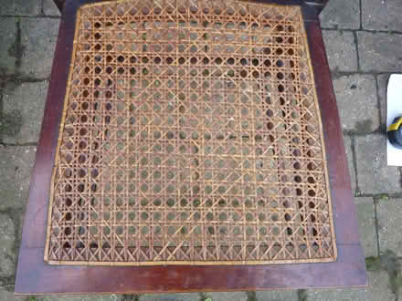 Photo of free Small brown chair with wicker seat (Westfield NR19) #2