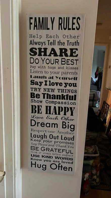 Photo of free Family Rules sign (San Mateo) #1