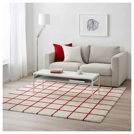 Photo of free IKEA SIMESTED red windowpane rug (Upper West Side) #1