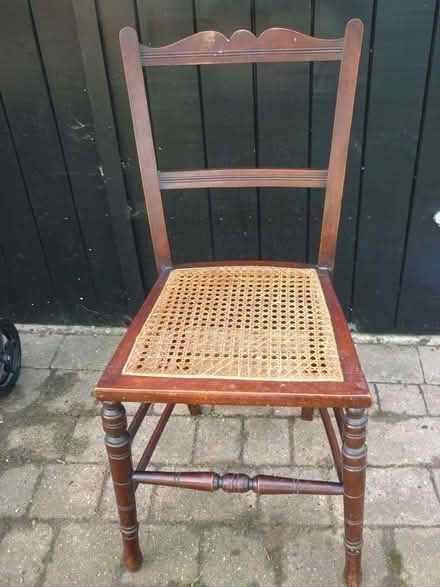 Photo of free Small brown chair with wicker seat (Westfield NR19) #1