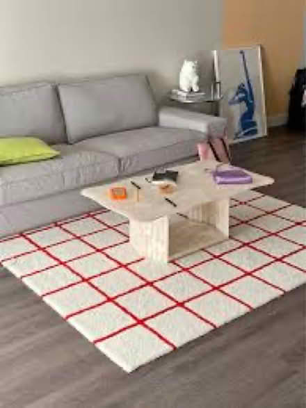 Photo of free IKEA SIMESTED red windowpane rug (Upper West Side) #2