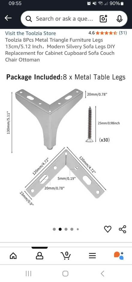 Photo of free 8 chrome furniture legs (L4) #2