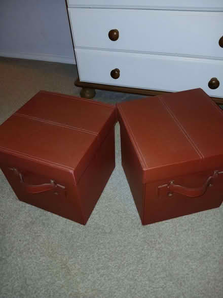 Photo of free 2 x Red storage box with lids. Leather look (Arlesey SG15) #3