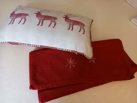 Photo of free Christmassy cushion & towel (West Yatton SN14) #1
