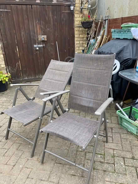 Photo of free 2 re ling garden chairs brown (Stanford-Le-Hope SS17) #1