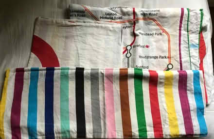 Photo of free London Underground/rainbow double duvet cover & pillowslips (Wootton OX13) #4