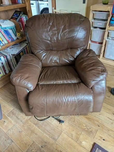 Photo of free Brown leather electric recliner (Denholme BD13) #1