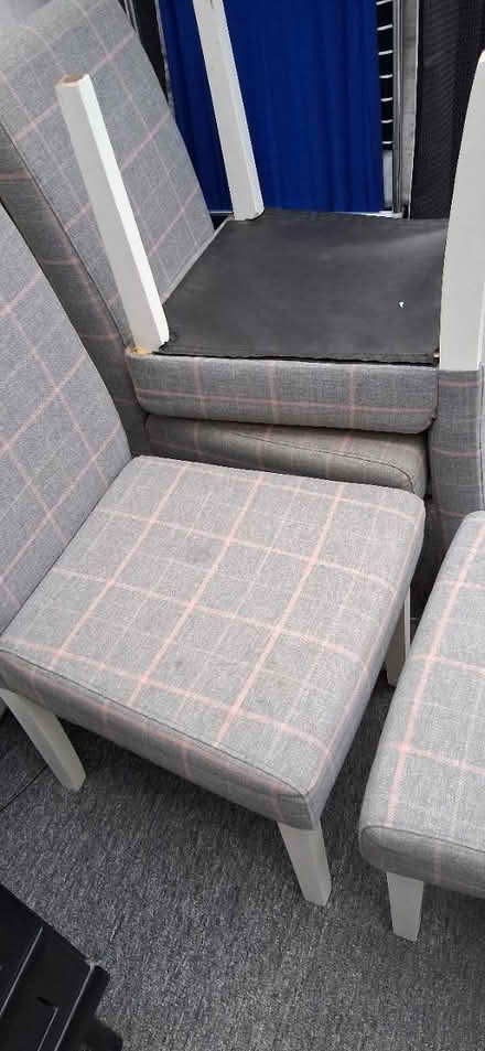 Photo of free 4 dining chairs. Grey plaid (Norwich. NR3) #2