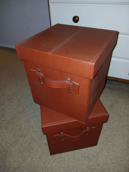 Photo of free 2 x Red storage box with lids. Leather look (Arlesey SG15) #1