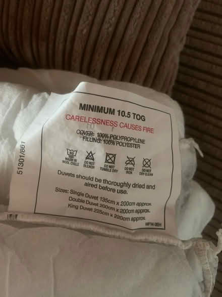 Photo of free 10.5 tog double duvet (Gleadless S14) #2